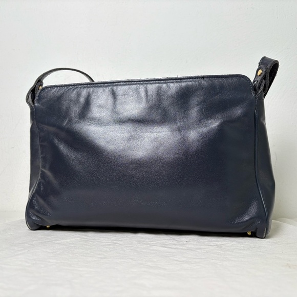 ETIENNE AIGNER Vintage Navy Blue Pleated Leather Shoulder Bag Purse Classic - Picture 17 of 17